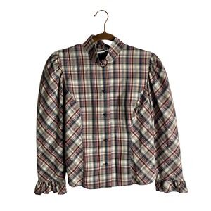 Vintage PBJ Plaid Blouse Dark Academia Whimsigoth Small